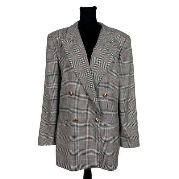 Vintage Wheaton & Katz 100% Wool Plaid Double Breasted Blazer - Women’s 12 - Picture 1 of 7